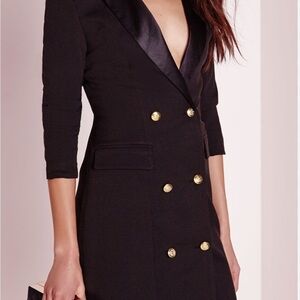 Missguided + Black Double-Breasted Blazer Dress